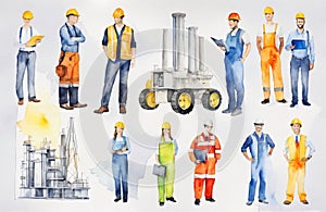 Engineers day watercolor Illustration background. Labors day watercolor Illustration background. Greeting for 15 September