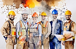 Engineers day watercolor Illustration background. Labors day watercolor Illustration background. Greeting for 15 September