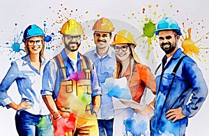 Engineers day watercolor Illustration background. Labors day watercolor Illustration background. Greeting for 15 September