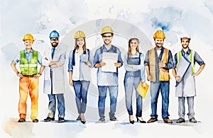 Engineers day watercolor Illustration background. Labors day watercolor Illustration background. Greeting for 15 September