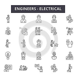 Engineers electrical line icons, signs, vector set, outline illustration concept