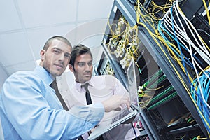 It engineers in network server room