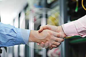 It engineers in network server room