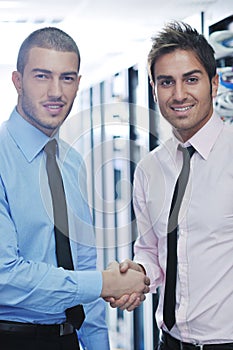 It engineers in network server room