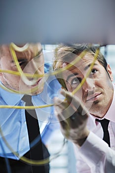 It engineers in network server room