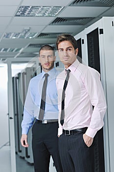 It engineers in network server room