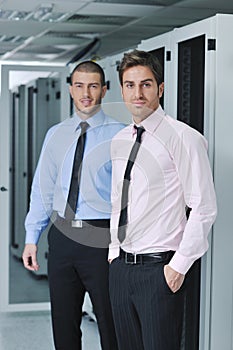 It engineers in network server room