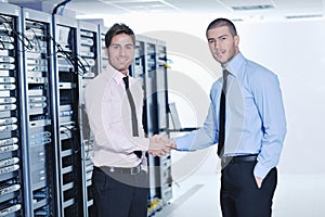 It engineers in network server room