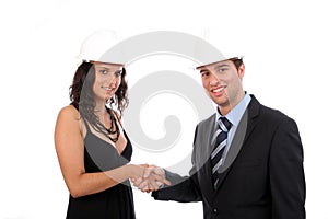 Engineers shaking hands