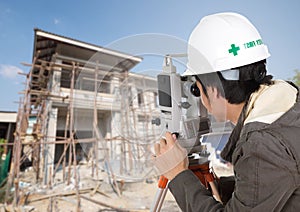 Engineers use tacheometer or theodolite with house construction