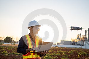 Engineers are using laptop control drones to perform aerial inspections at work. Useful technology in work