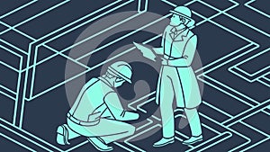 Engineers Working on Digital Circuit Board Design, vector design Generative AI