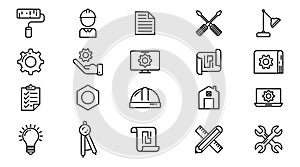 Enginering flat icon set vector