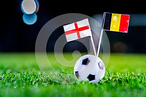 England - Belgium, Group G, Thursday, 28. June, Football, World Cup, Russia 2018, National Flags on green grass, white football ba