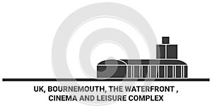 England, Bournemouth, The Waterfront , Cinema And Leisure Complex travel landmark vector illustration