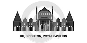 England, Brighton, Royal Pavilion, travel landmark vector illustration