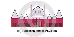 England, Brighton, Royal Pavilion, travel landmark vector illustration