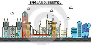 England, Bristol. City skyline architecture Editable