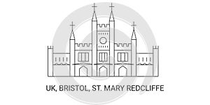 England, Bristol, St. Mary Redcliffe, travel landmark vector illustration