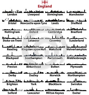 England cities skylines vector silhouettes photo