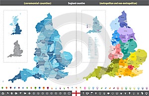 England counties vector map