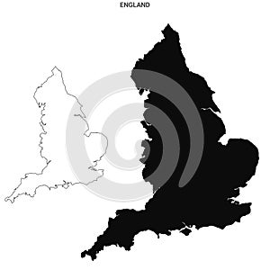 England country Map Set - blank outline map, Britain, United Kingdom, uk