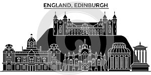 England, Edinburgh architecture vector city skyline, travel cityscape with landmarks, buildings, isolated sights on