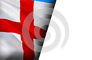 England flag waving with half white background. National 3d UK flag waving, 3D Rendering. Sign of England background seamless. UK