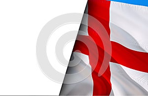 England flag waving with half white background. National 3d UK flag waving, 3D Rendering. Sign of England background seamless. UK