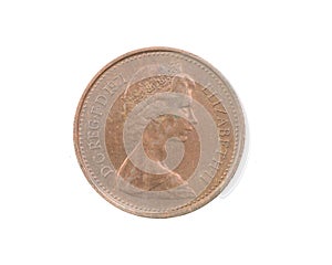 England half a new penny coin on a white isolated background