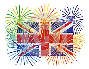 England Jack Union Flag Fireworks Illustration
