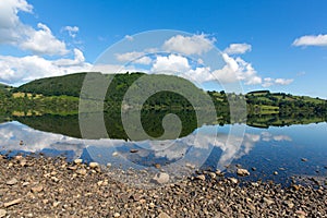 England lake District Ullswater blue sky on beautiful still summer day with reflections from sunny weather