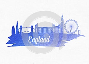 England Landmark Global Travel And Journey watercolor background. Vector Design Template.used for your advertisement, book, banner
