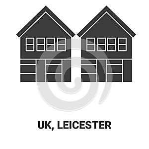 England, Leicester travel landmark vector illustration