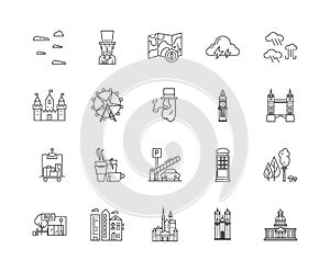 England line icons, signs, vector set, outline illustration concept