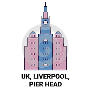 England, Liverpool, Pier Head travel landmark vector illustration