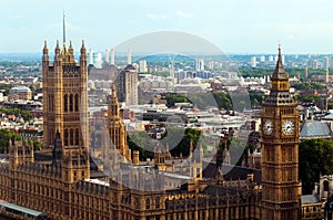 England- London- Aerial View of Parliament and Big Ben