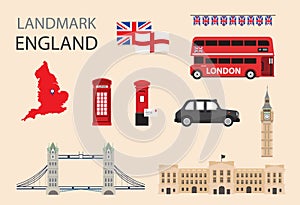 England,London,United Kingdom Flat Icons Design