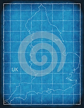 England map blue print artwork illustration silhouette