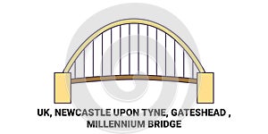 England, Newcastle Upon Tyne, Gateshead , Millennium Bridge travel landmark vector illustration