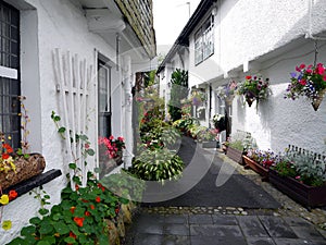 England: old lane with white cottages photo