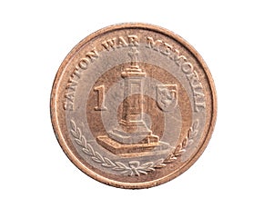 England one penny coin on a white isolated background