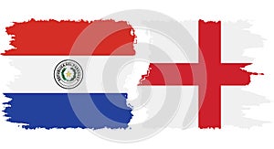 England and Paraguay grunge flags connection vector