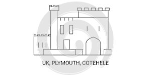 England, Plymouth, Cotehele, travel landmark vector illustration