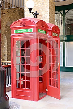 England red telephone box with iconic red booth