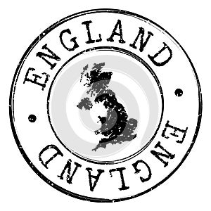 England Stamp Silhouette Map. Postal Passport Stamp Round Vector Icon Design.