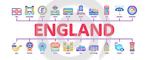 England United Kingdom Minimal Infographic Banner Vector