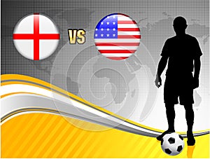 England versus USA on Abstract World Map Background