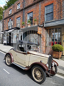 England: vintage car and old shops photo