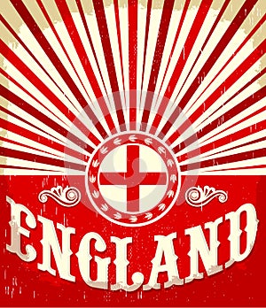England vintage old poster with english flag colors